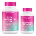Roze Stork Postnatale Multivitamine + Probiotica met Vegan DHA, Ashwagandha, Iron, Folate, B12 - Ondersteunt Hormone Balance, Postpartum Herstel, Gut Health, & Digestie - Pack of 2