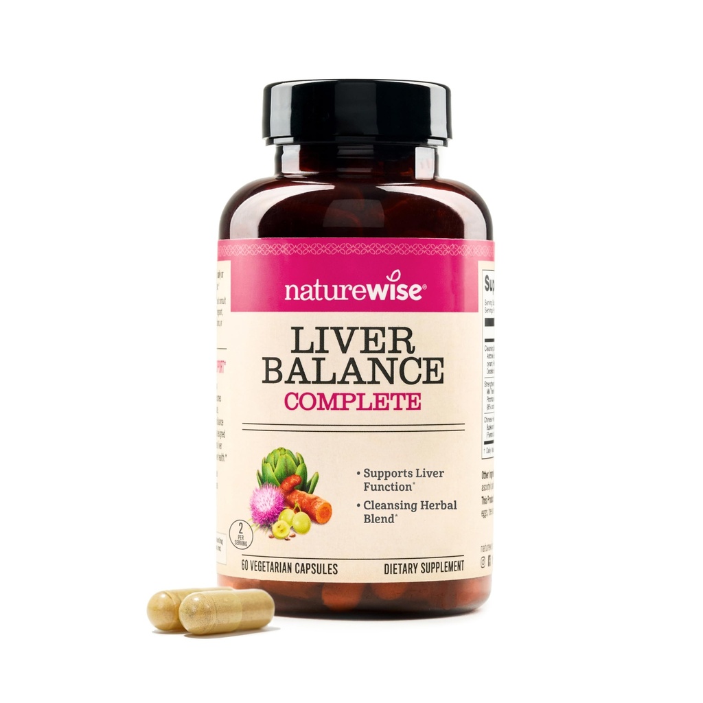Supplément de désintoxication du foie NatureWise - Formule triple de réparation avec chardon de lait, dandelion, curcuma, artichaut, champignons de Reishi et Kudzu, végétalien - 60 capsules[30 jours]