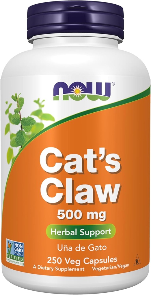 NOW Supplementen, Cat's Claw 500 mg, Non-GMO Project Verified, Herbal Supplement, 250 Tellen (Pack of 1)