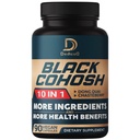 Supplément Cohosh Noir - 3 mois pour la ménopause et la santé immunitaire - Blend of 12 Potent Herb Inclut Dong Quai, Chasteberry, Yam sauvage, trèfle rouge, poivre noir et autres - 90 Capsules Vegan