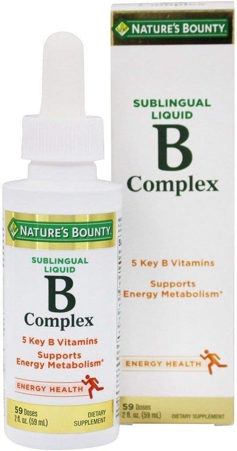 Nature's Bounty B Complex met B12 Sublingual Liquid Fast Acting Dietary Supplement, 2 Fl Oz