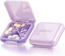 DUBSTAR Pill Case,Small Pill Box - Etanche Portable Daily Small Pill Case for Purses Pocket Compact Travel Medicine Holder pour les vitamines, huiles de poisson, suppléments (4-Compartiments, violet)