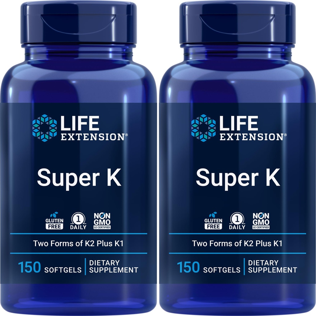 Life Extension Super K, 150 Softgels (pakket van 2) met vitamine K en K2