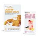 Munchkin® Milkmakers® Lactation Drink Mix Supplement met B Vitamine & Milk Thistle, 14 Tel en Borstvoeding Cheddar Crisps voor borstvoeding moeders met Haver en Vlas, 6 Tellen