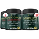 Bundel 7in1 Kurkuma Curcumin & 6in1 Dandelion Supplement - Ondersteuning Hart, spijsvertering Gezondheid en immuunsysteem