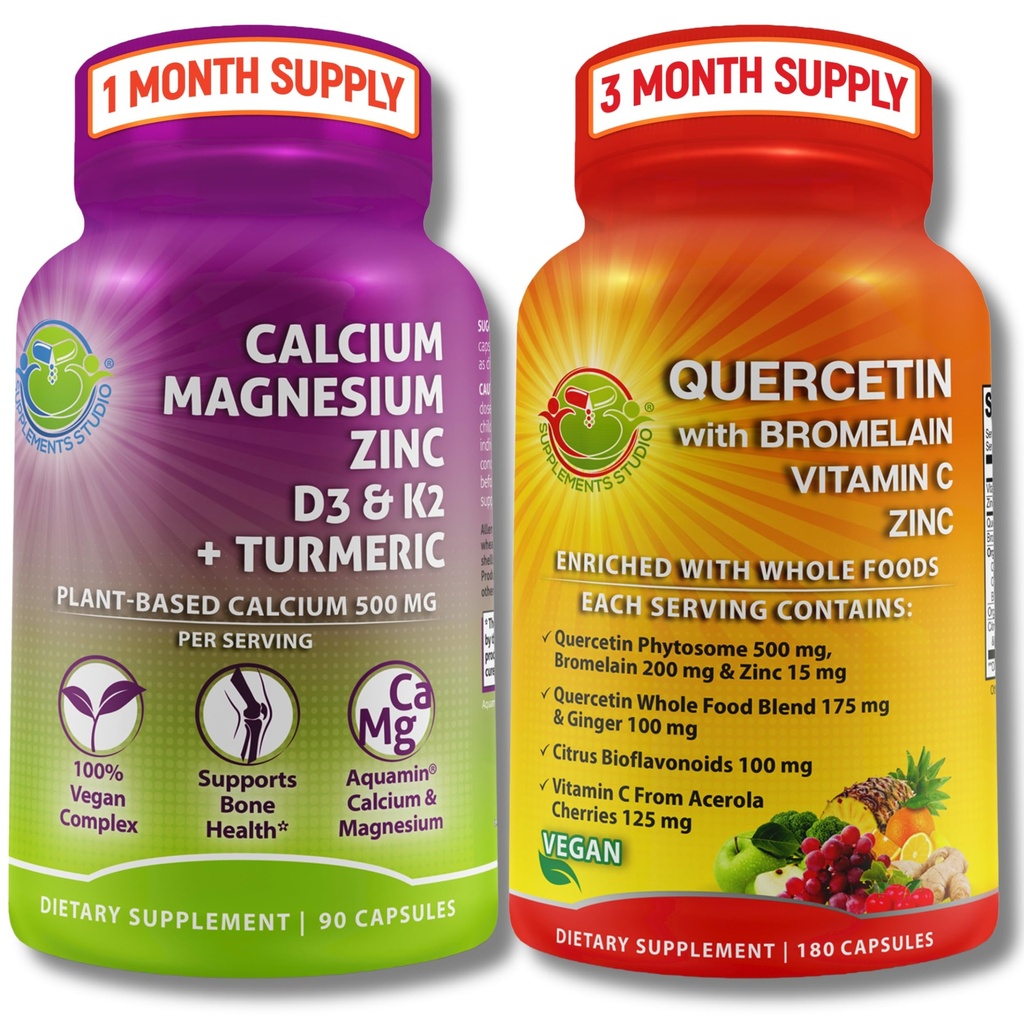 COMPLETS STUDIO quercetine met bromelaïne, vitamine C & zink + plantaardige calcium, magnesium, D3, K2 & turmeric 