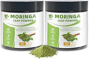 Biologische Moringa Poeder & Matcha Poeder, Multi-Green Superfoods met Green Tea Resveratrol - Energie en Digestieve Ondersteuning, rijk aan antioxidanten en vitamine A D3 E B6 B12 Calcium, Non-GMO, Veganist, 16 oz