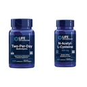 Life Extension Two-Per-Day Multivitamine, Vitaminen B, C, D, zink, 25 Vitaminen, Mineralen & extracten, 120 Capsules Bundel met N-Acetyl-L-Cysteine (NAC) 600 mg, 60 Capsules