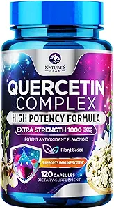 Quercetine Supplement 1000mg - Natuurlijke, plantaardige ondersteuning voor Immuun, Cellulair, Ademhalingsstelsel- en Seizoensgebonden veranderingen - Extra sterkte quercetine Dihydraat van Sophora Japonica - 120 Veggie Capsules