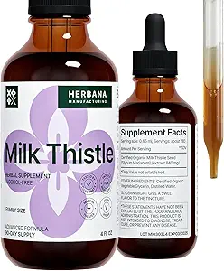 Thistle de lait 4 fl oz Extrait liquide - gouttes naturelles de soutien du foie - Nettoyez et detox supplément à base de plantes - Silybum Marianum Teinture pour homme et femme - Taille de la famille - Haute puissance - 90 jours d'approvisionnement