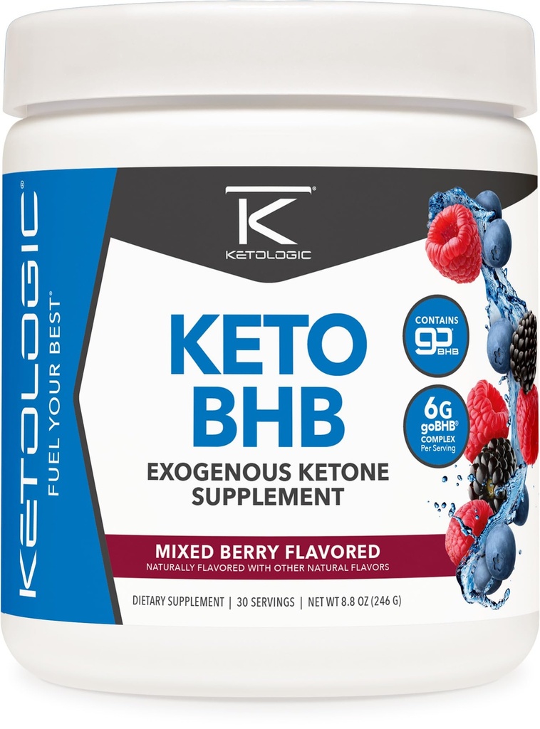 Ketologic Keto BHB (Mixed Berry Flavor) 30 Servers - Exogene Ketone Supplement met goBHB, Beta-Hydroxybutyraat Zouten