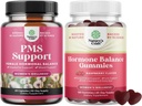 Bundel van PMS Ondersteuning met DIM, Chasteberry, Black Cohosh & Ashwagandha voor periode Krampen Menopauze Bloating Mood Swing en Hormone Balance Gummies Ondersteuning Menstruele cyclus met vitamine B6 & Dong Quai