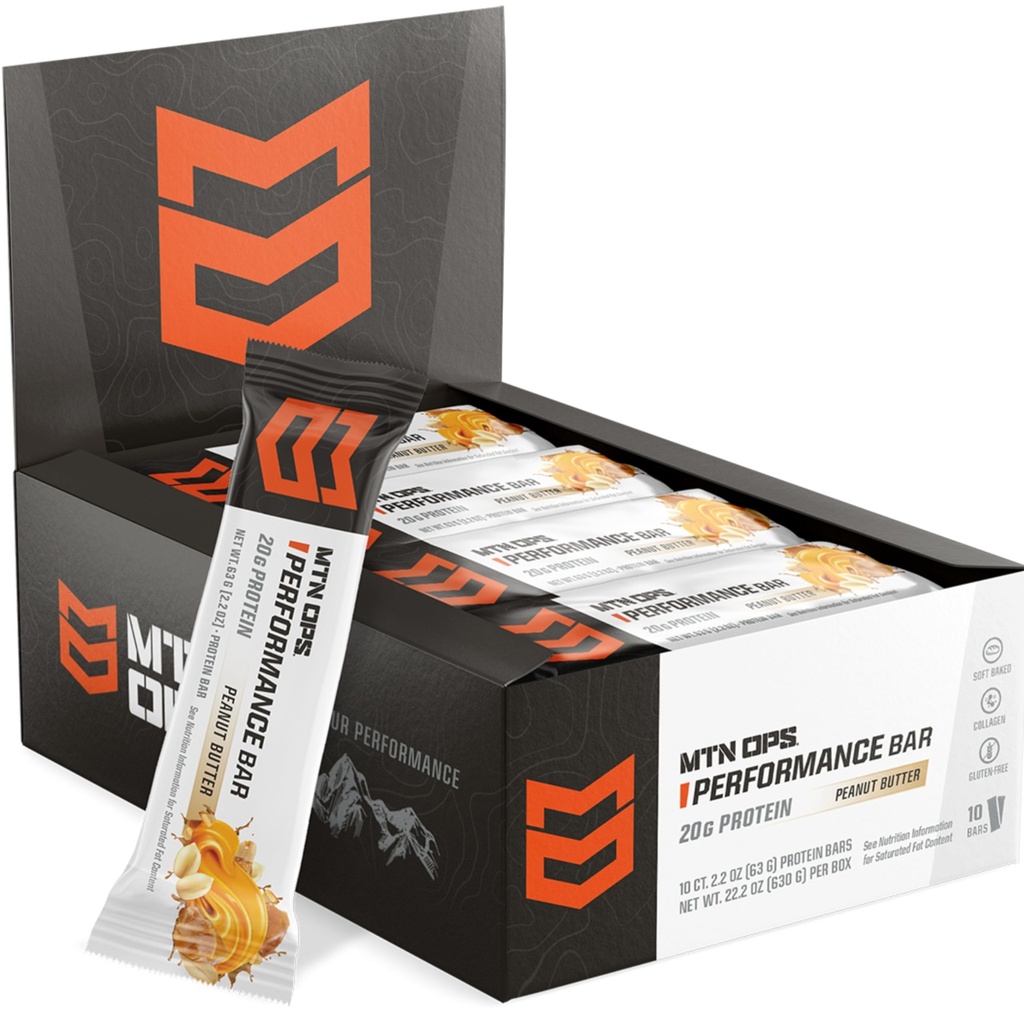 MTN OPS Peanut Butter Bliss Proteine Bars, hoog eiwit met Wei Isolaat en Wei Concentraat en Collageen, Lage Suiker, Glutenvrij, 10 Tellen