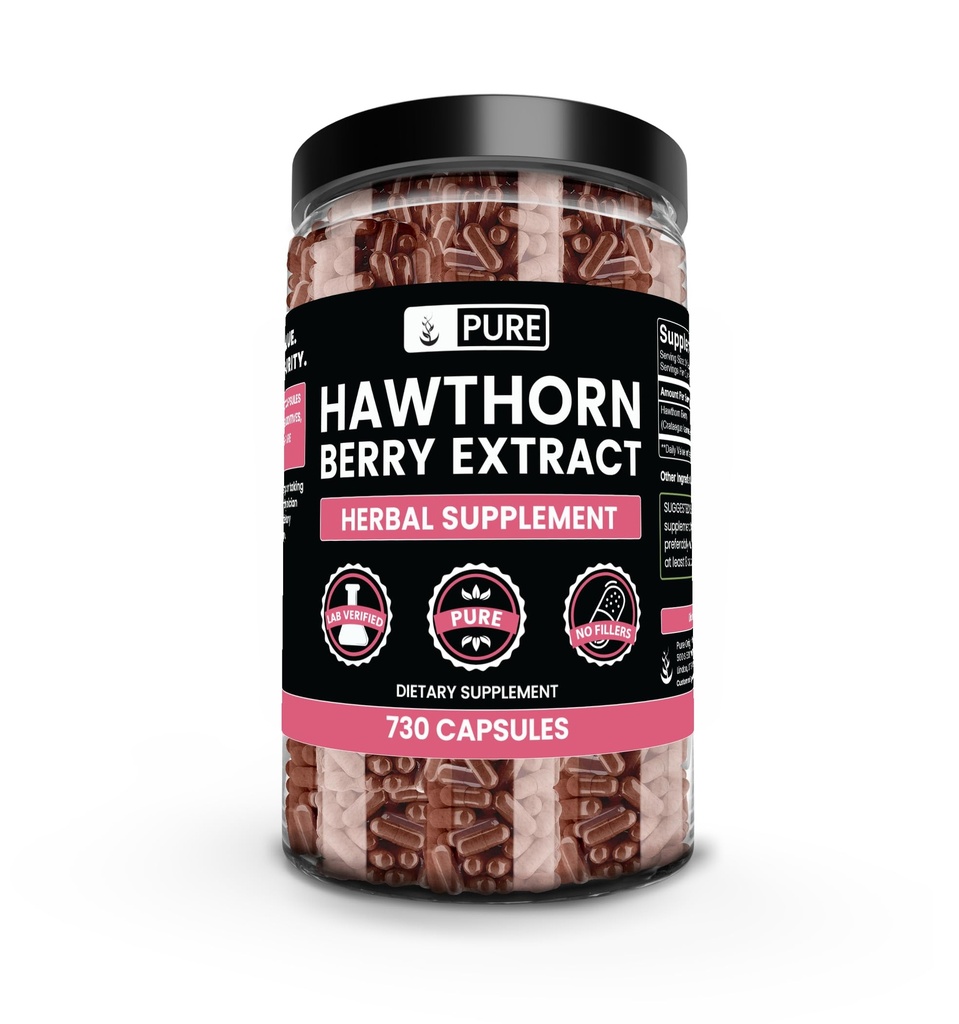 Pure Original Ingrediënten Hawthorn Berry Extract (730 Capsules) Pure en Natuurlijke, Geen Additieven of Fillers