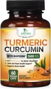Kurkuma Curcumine Supplement 2600mg - 95% Curcuminoïden met Organische Kurkuma & BioPerine Black Pepper Extract voor Beste Absorptie, Natuurlijke Vegan Joint Support, Niet-GMO, Gebotteld in de VS - 60 Capsules