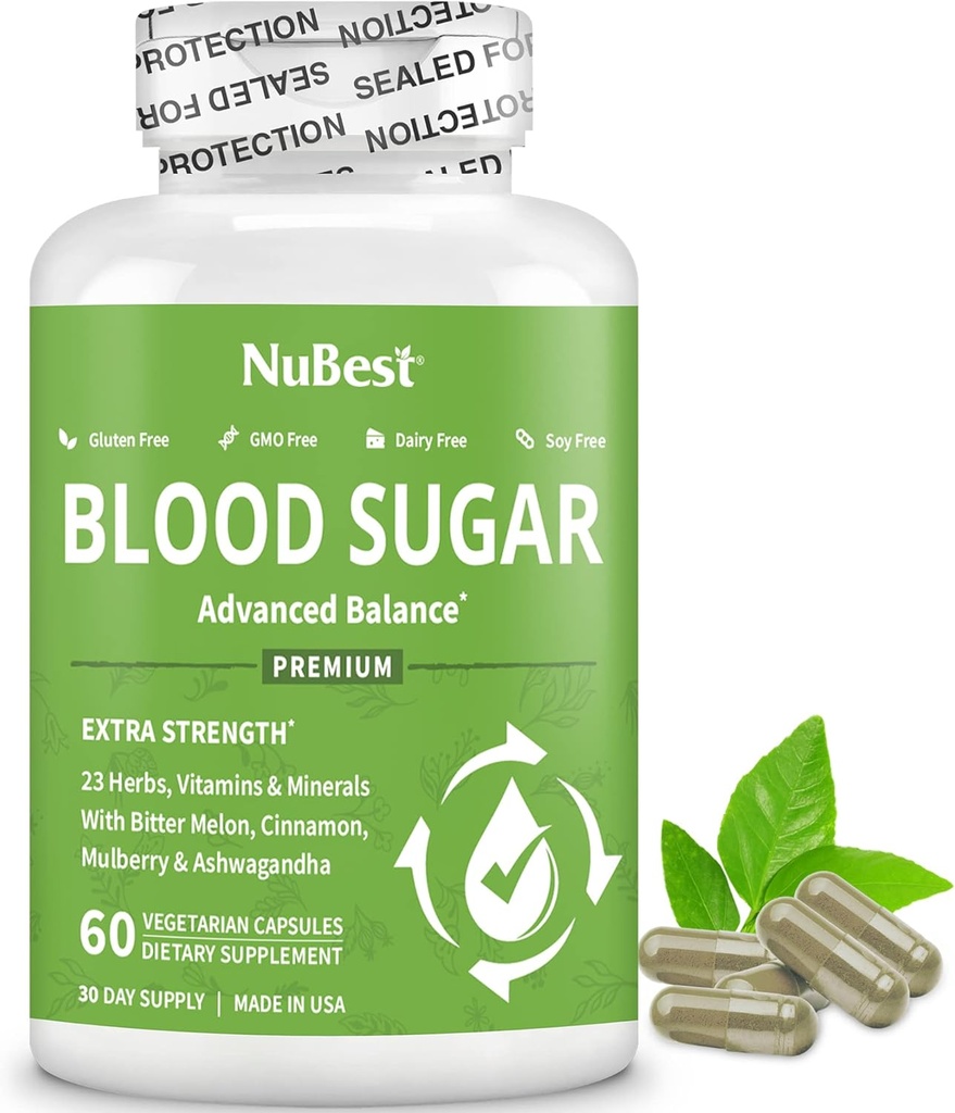 Bloedsuiker - geavanceerde formule met Bitter Melon, Ashwagandha, Cinnamon, Chroom, Magnesium, Vitaminen, Alpha Lipoic Acid, Cayenne Pepper & More 60 Capsules