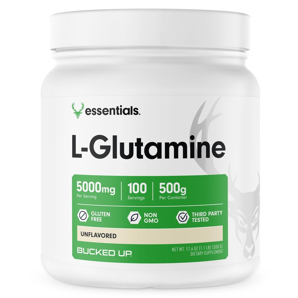 Gestopt L-Glutamine 500g poeder, Glutenvrij, niet-GMO, ongearomatiseerd (100 porties)