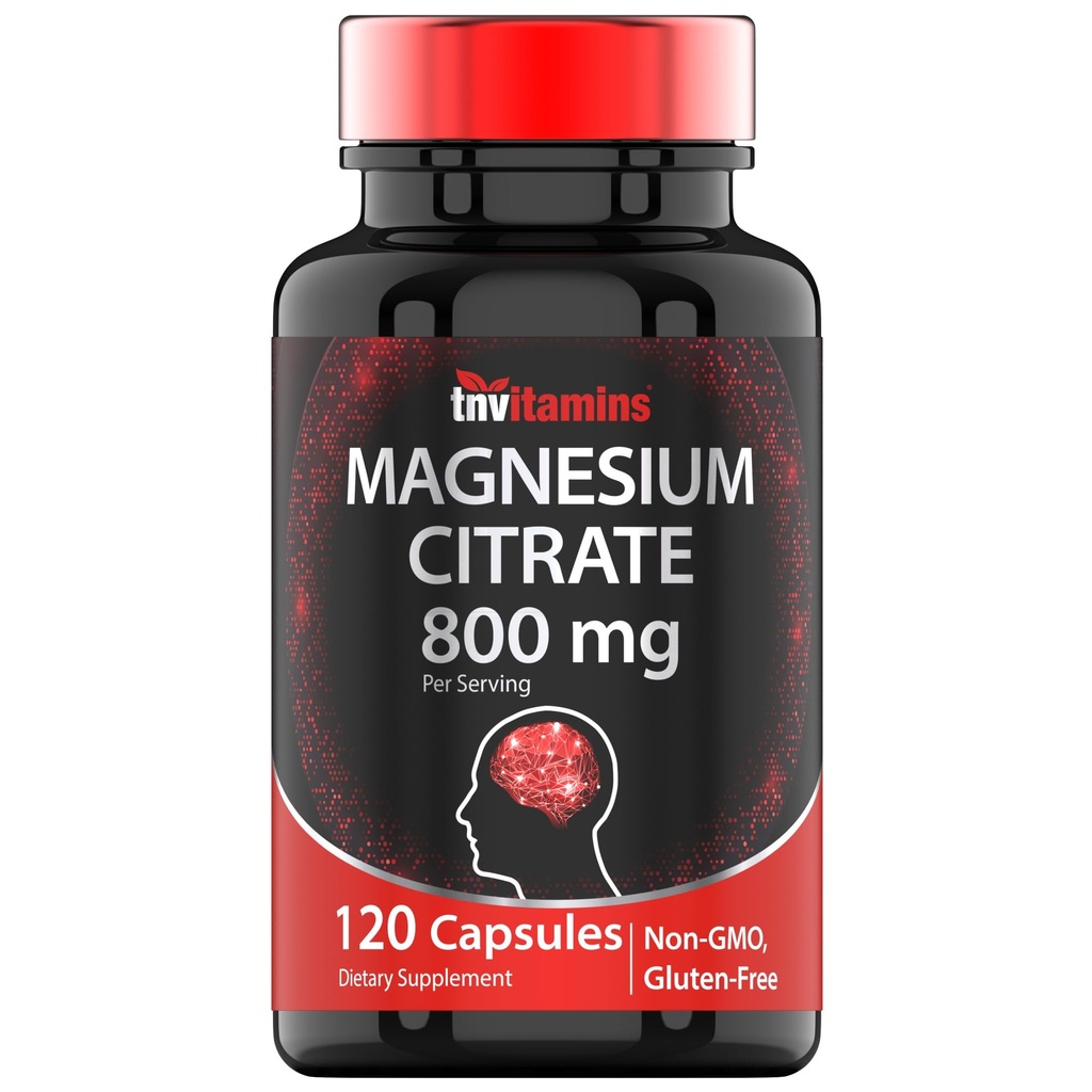 TNVitamines Citrate de Magnésium 800 MG - 120 Capsules d'approvisionnement de deux mois !