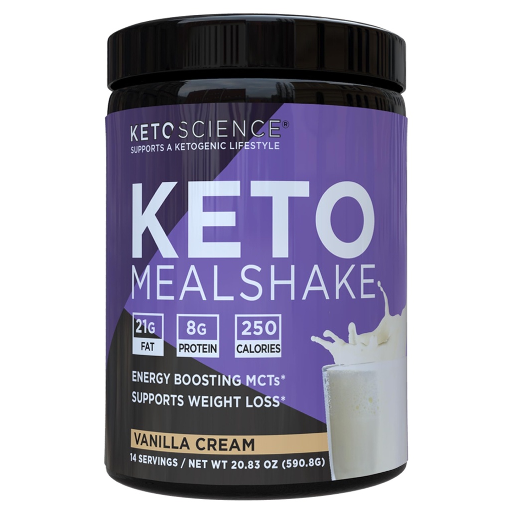 Keto Science Ketogene Meal Shake Vanille Dieetsupplement, rijk aan MCT's en eiwitten, verpakt met collagen, vitamines en mineralen, Keto en Paleo vriendelijk, gewichtsverlies, (14 porties), 20,49 Oz