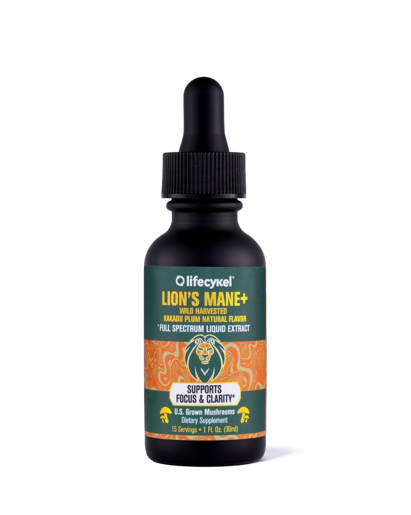 Life Cykel - Lion's Mane Mushroom Extract met Kakadu Plum - Brain Booster Nootrope for Memory, Focus & REM Sleep - Non-GMO, Organic Mushroom Tinctuur - 1 Fl Oz (15 Servers)