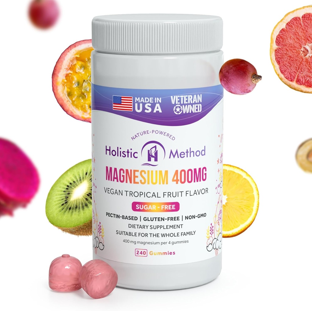 Magnesium Citrate Gummies - Sugar-Free, Vegan and Non-GMO for Better Sleep and Relaxation - No Sugar Alcohol - Magnesium Supplement for Adults, Teens and Kids - Tropical Fruit - 240 Kauwen