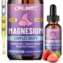 Kids Magnésium Liquid Drops-Magnésium Glycinate Liquide pour Enfants Supplément-w/L-théanine, Oméga-3, Vitamine B6, D3 - pour le sommeil, la relaxation, le cerveau, les os - 2 Fl Oz enfants calme, fraise parfum