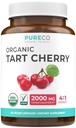 Biologische Tart Cherry Capsules - Hoge sterkte 4:1 Tart Cherry Extract Capsules met 2000mg Kruidenequivalent per Serving for Uric Acid Support - Vegan Non-GMO & Made in the USA (2 maanden Supply)