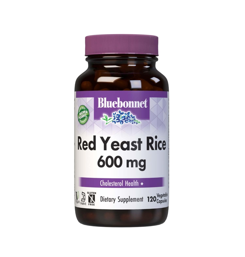 Bluebonnet Nutrition Red Gist Rice 600 mg, Heart Health*, Non-GMO, Vegan, Kosher Gecertificeerd, Glutenvrij, Sojavrij, Dairy-Free, 120 plantaardige capsules, 120 porties