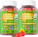 Vegan Probiotica Gummies for Women & Men - Fiber Prebiotics Supplements 50 Miljard CFUs Probiotica, Inulin, Psyllium Husk & Multivitamine for Gut, Digestie & Immune Health,2 Pack