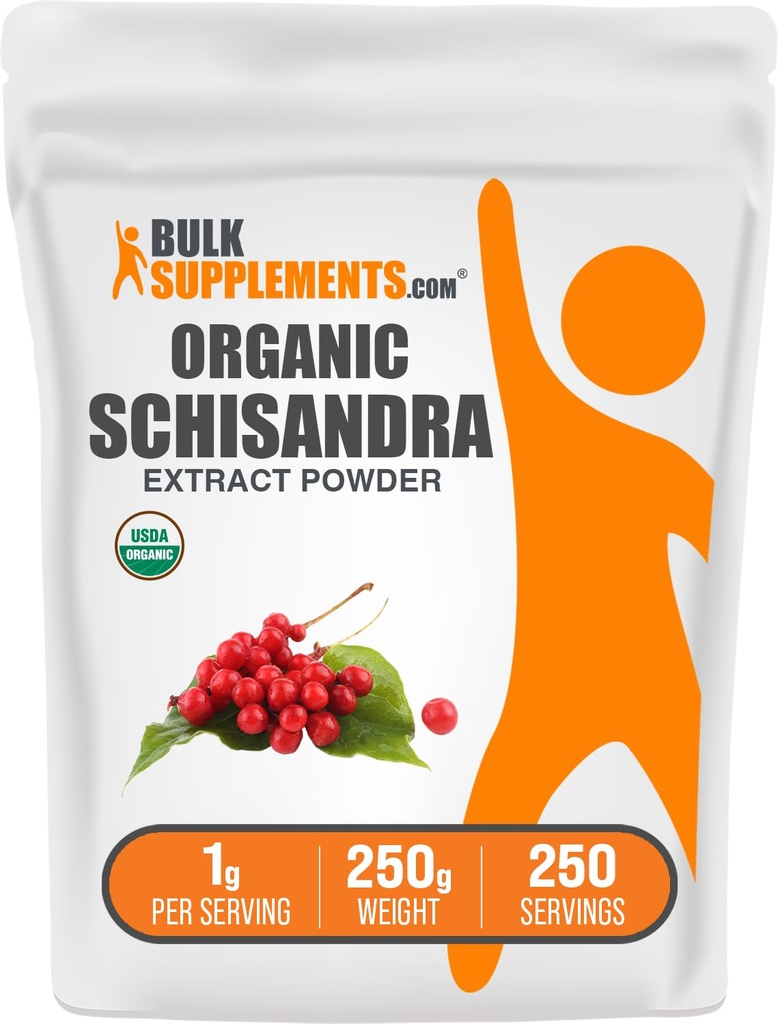 BulkSupplements.com Biologische Schisandra Extract Poeder - Schisandra Supplement, uit Schisandra Bessen, Kruidensupplement - Glutenvrij - 1g per portie, 250g (8.8 oz) (pakket van 1)