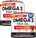 STROLLAB Omega 3 voor honden - (360Ct) Visolie Treats - Allergie & Itch Relief Skin & Coat Supplement - Droge jeukende huid, antivergieten en hot spots behandeling - Pet Salmon Oil Chews - Kip smaak