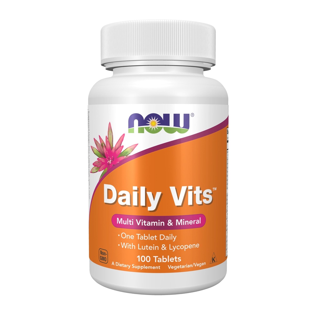 NOW Foods Supplements, Daily VitsTM, One Tablet Daily with Lutein & Lycopeen, 100 Tablets