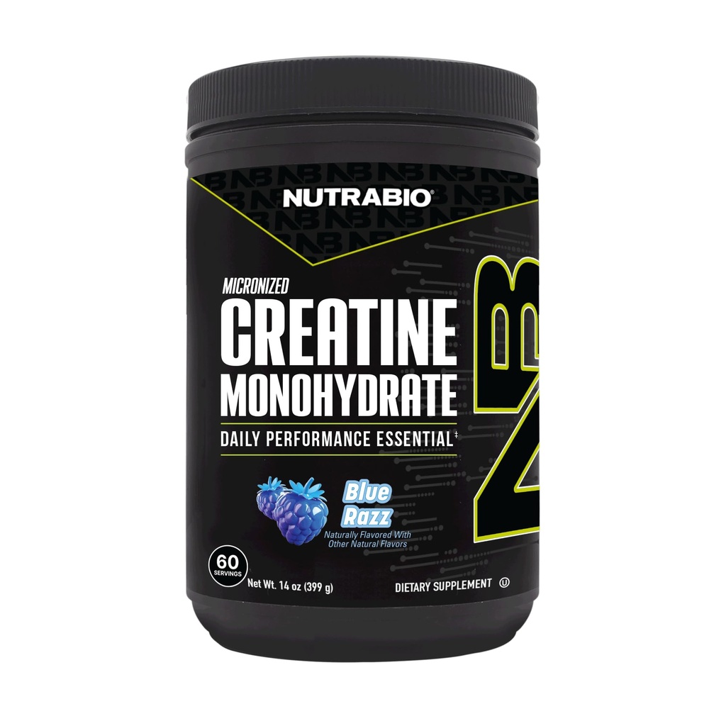NutraBio Pure Micronized Creatine Monohydraat Powder Supplement, Blue Razz (300 g) - Ondersteunt Bulk Muscle Energy, Herstel, en sterkte - HPLC Getest Creatine Powder Supplement voor mannen en vrouwen
