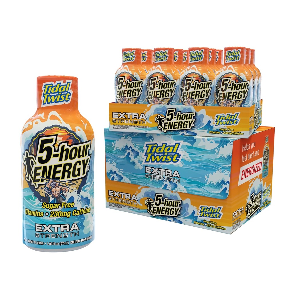 Tirs d'énergie supplémentaire de 5 heures Flavor de marée, 24 comtes (1,93 fl oz)