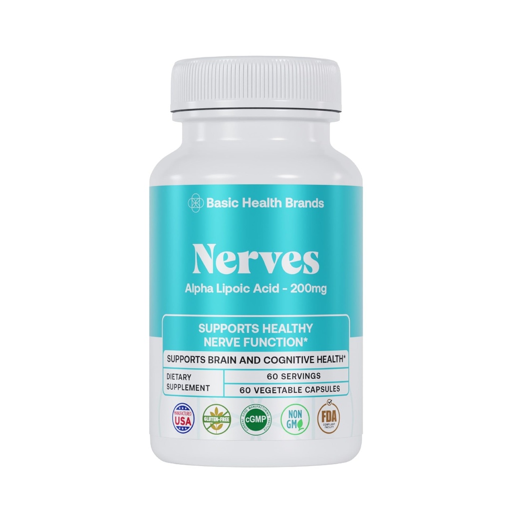 Basismerken Zenuwen Alpha Lipoïnezuur, 200 mg, Neuron Functie (pakket van 1)