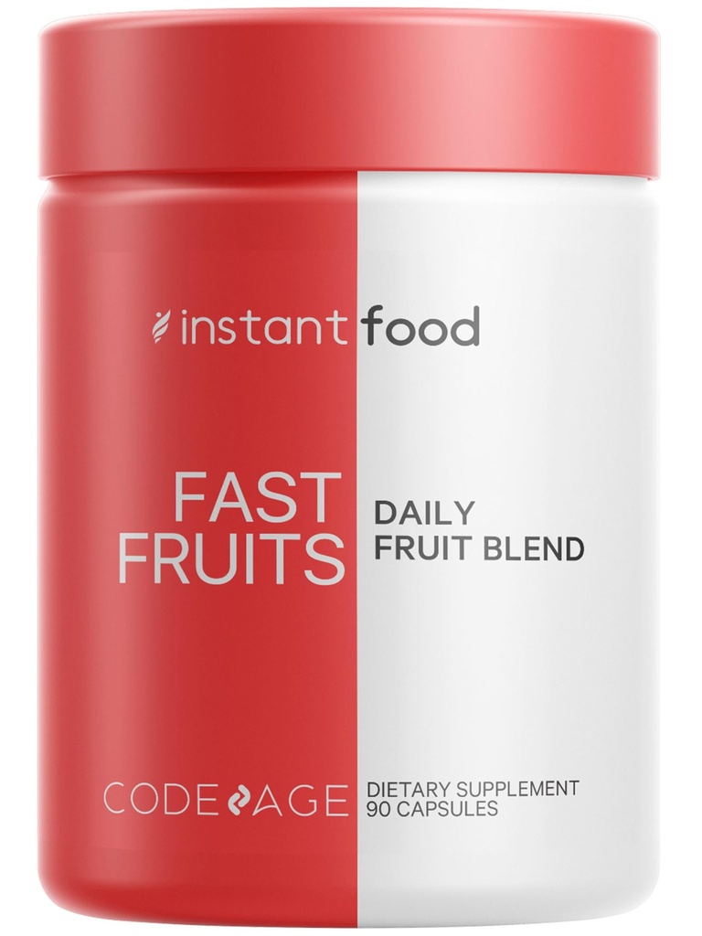 Codeage Instantfood Fast Fruit, Meer dan 15 Fruitpoeders Equivalent All-in-One, Vegan Daily Whole Food Vitamins - Bessen, Antioxidant Polyfenolen & Bioflavonoid Multivitamine, Non-GMO, 90 Capsules