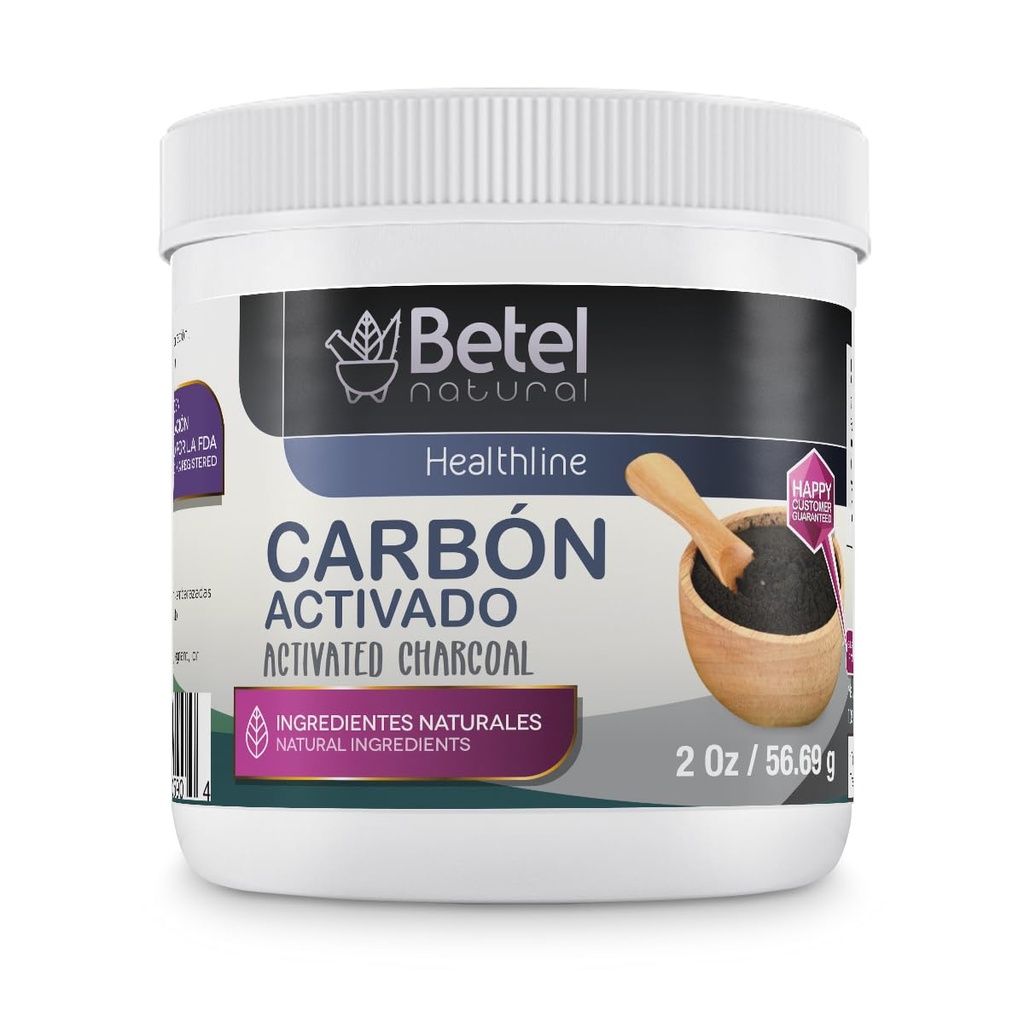 Betel Natural Premium Actieve Charcoal/Carbon Activado Poeder 100% Pure Ultra Fijn - 2 Oz