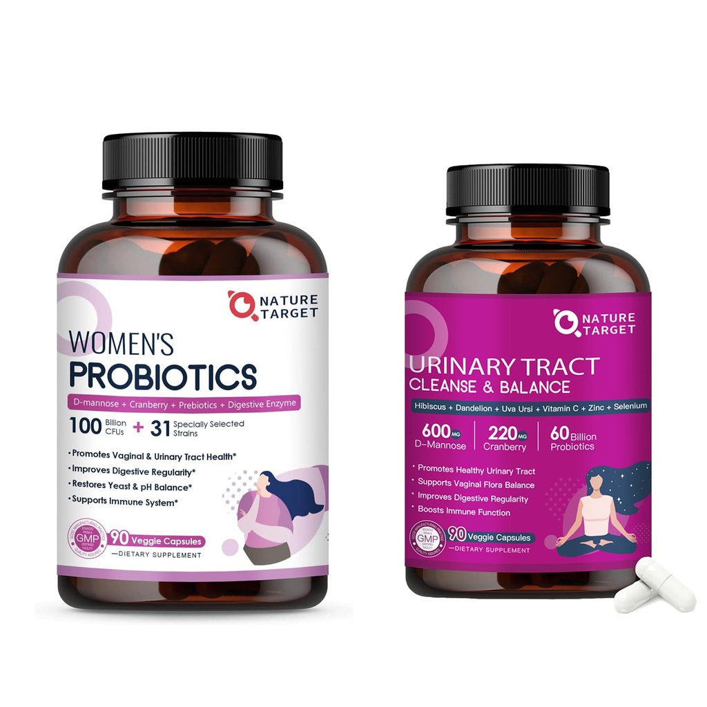 NATUUR TARGET Probiotica voor vrouwen Digestieve Gezondheid + Probiotica voor vrouwen Urinaire Tract Gezondheid