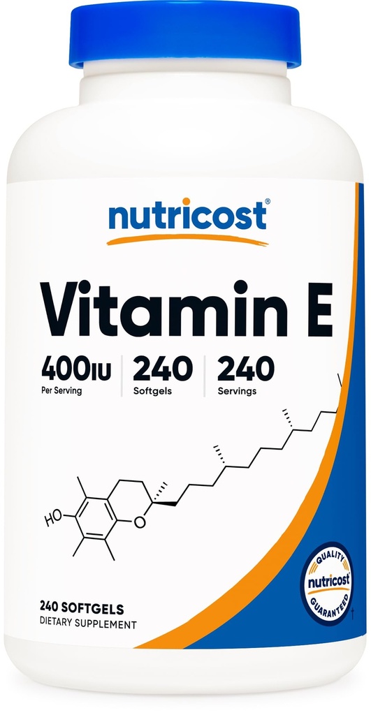 Nutricost Vitamine E 400 IE, 240 Softgel Capsules - Glutenvrij, Non-GMO