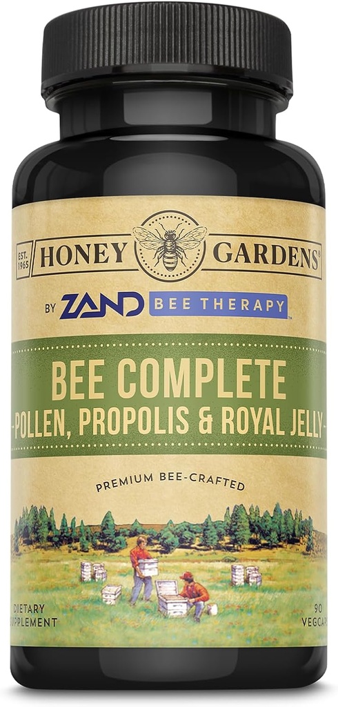 Honey Gardens Bee Pollen Royal Jelly and Propolis Capsules, 90 Compte