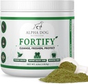 Dog Teeth Cleaning Powder - Fortify Dental Powder for Dogs - Plaque Remover and Freshens Bad Breath with Fresh Green Supplements - Contains Kelp, Probiotics, and Other Tooth Cleaning Ingredients