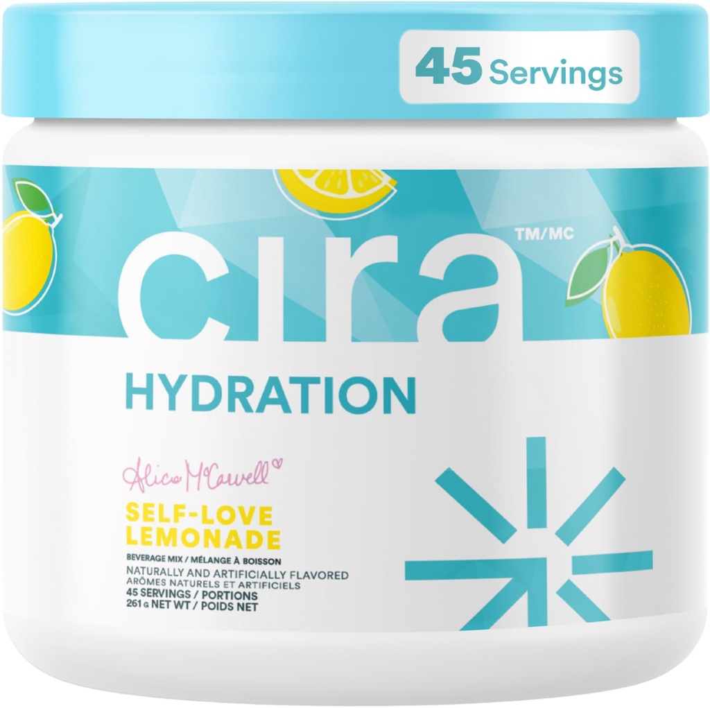 Cira Hydration Powder x Alicia McCarvell's Electrolyte Drink Mix met Himalaya Zout voor Dehydratatie Relief and Recovery - Self Love Limonade, 45 Servers