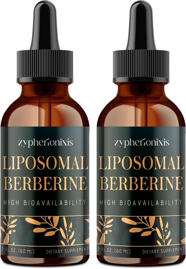Liposomal Berberine Drops Supplement 3000mg - Hoge Absorptie AMPK Activator, Biologische Berberine HCl Complex met Ceylon Cinnamon & Gember voor Immune & Digestie (4 fl oz)