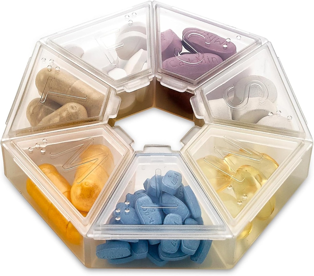 MEDca Weekly Pillen Organizer Clear 7-sided Pillen Herinnering, Hexagon Shaped