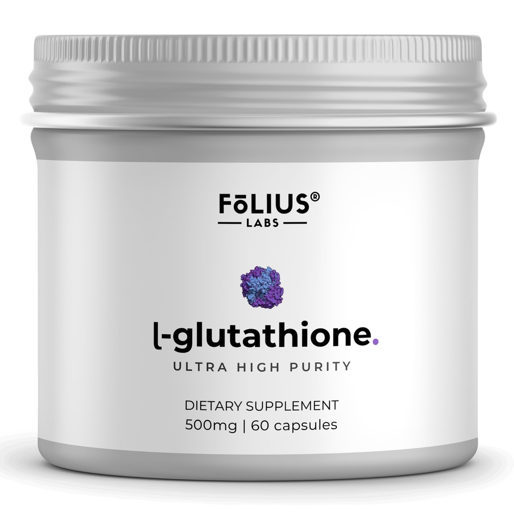 Ultra High Strength L-Glutathione 98% Supplement voor gloeiende huid - Collageen Supplementen voor vrouwen en mannen - 500mg Geconcentreerde Formule, Reduced L-Glutathione Supplement - 60 Capsules