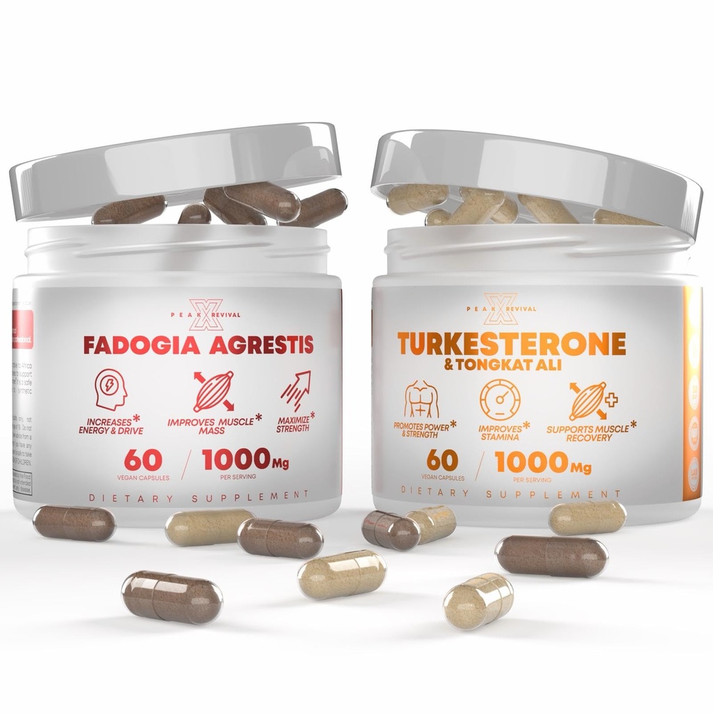 Turkesterone & Tongkat Ali Lean Muscle Growth & Recovery + Fadogia Agrestis Muscle Stack for Athletic Performance & Muscle Mass (60 capsules)