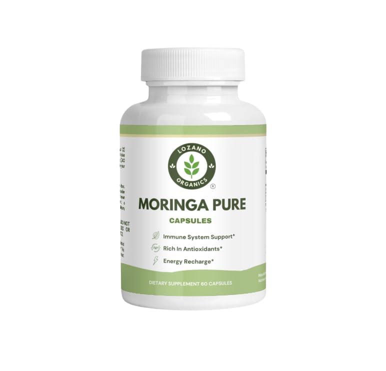 Moringa Capsules de poudre - 800mg de poudre de Moringa pur nutrient-Rich - Un superaliment antioxydant vert naturel - Riche en vitamines essentielles et acides aminés pour le bien-être général