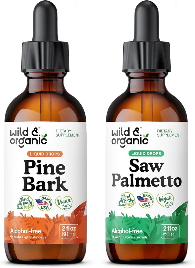 Wild & Organic Pine Bark Tinctuur 2 fl oz & Saw Palmetto Tinctuur 2 fl oz