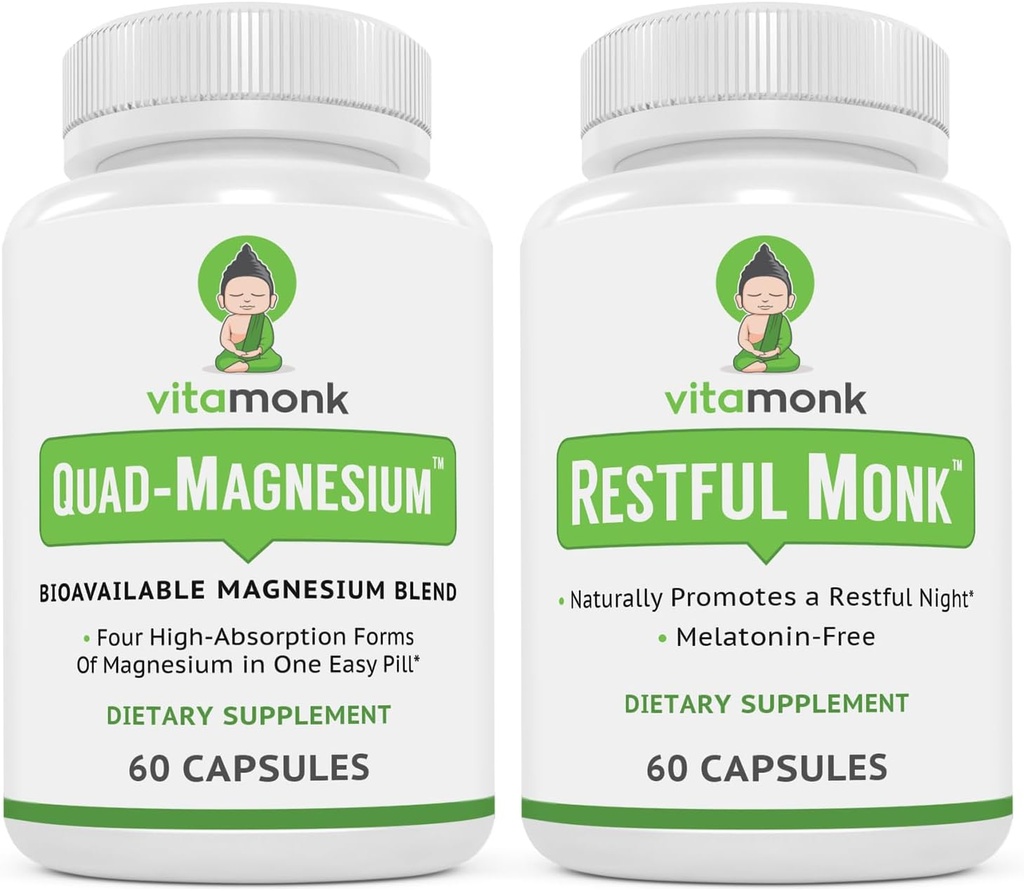 Slaap & ontspanningsbundel: VitaMonk Melatonine-vrije slaaphulp + Quad Magnesium Blend