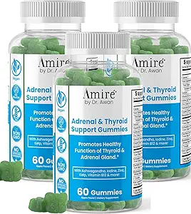 Amire door Dr. Awan Schildklier Ondersteuning Gummies, bevordert gezonde functie van schildklier, Kelp, Selenium & Ashwagandha om energie te verbeteren, Immuniteit, Metabolisme, 180ct, 90day Supply